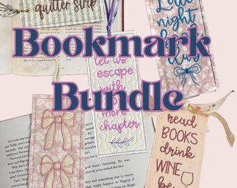 Bookmark bundle, 5 bookmarks, machine embroidery, 5x7 in. hoop