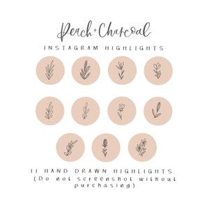 Peach and Charcoal Instagram Highlight covers / instagram / instant download
