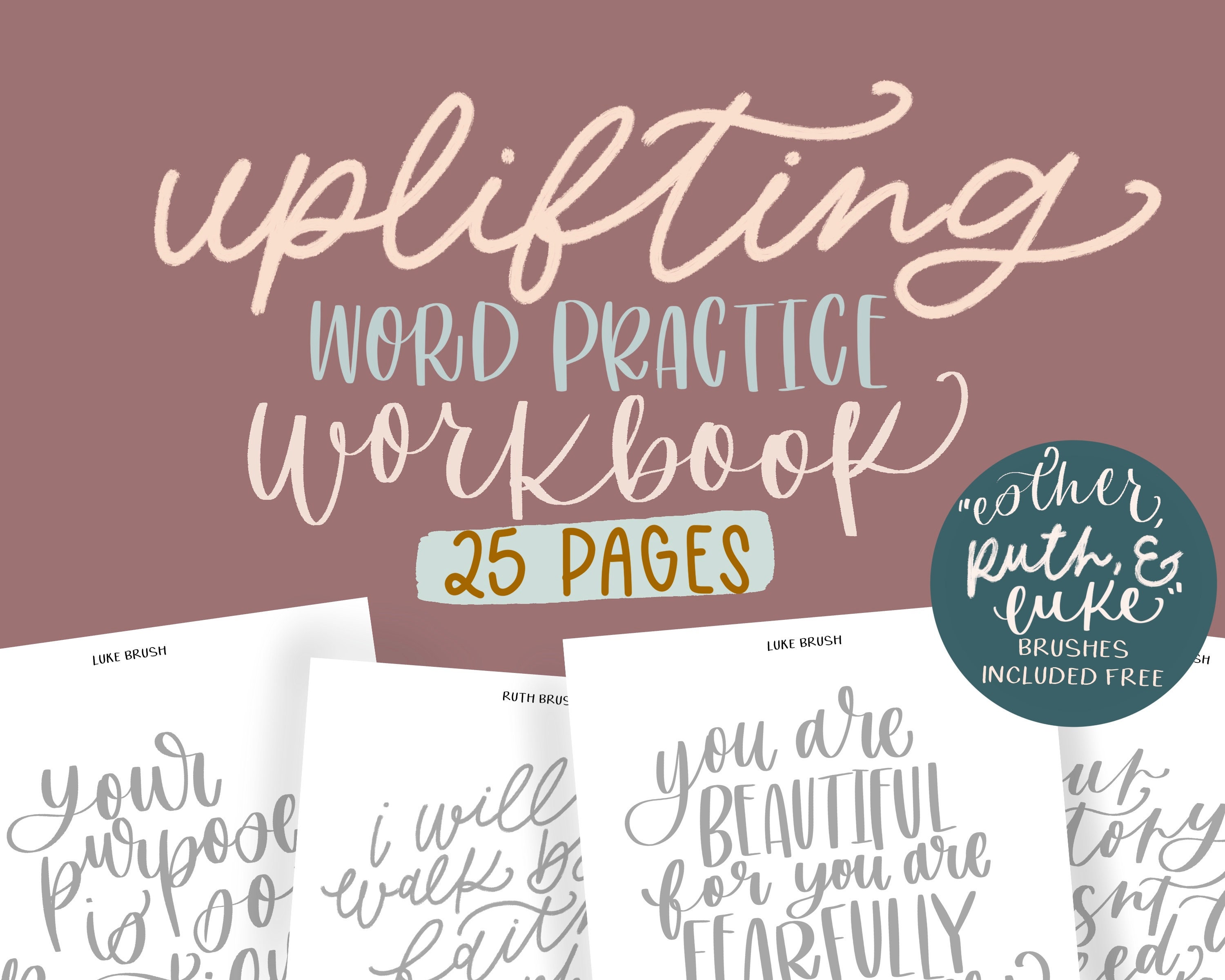 Uplifting Word Practice Workbook/Instant Download/Ipad Lettering