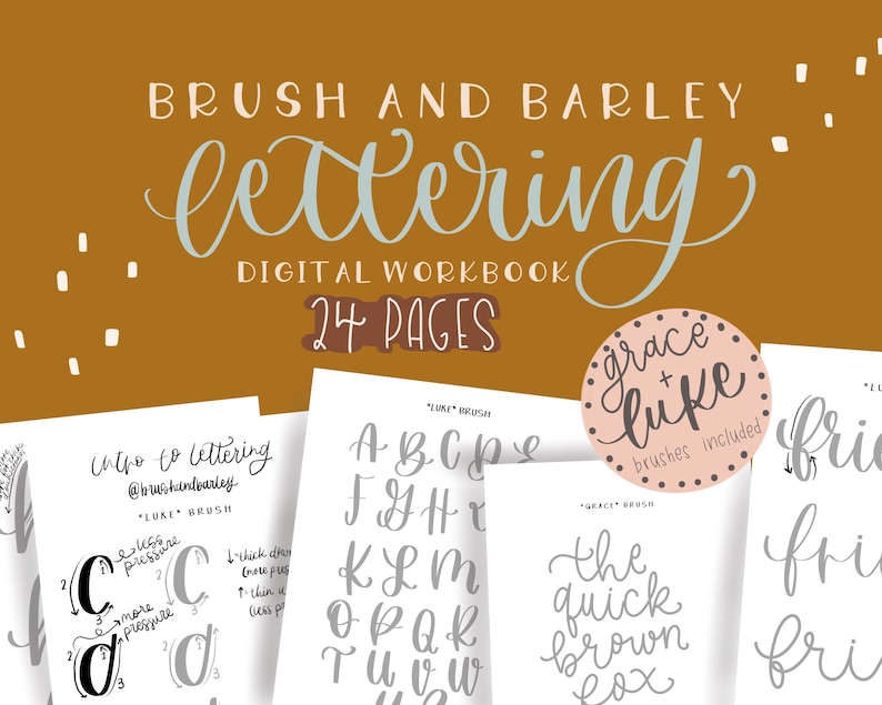 Digital Lettering Workbook/brush and Barley/digital Download Etsy