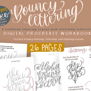 Bouncy Belettering Procreate Werkboek/Digitale Download/Ipad Belettering