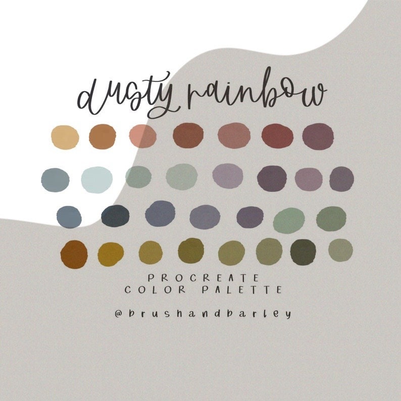 Dusty Rainbow Procreate Color Palette – Muted Signature Swatches for Digital Art