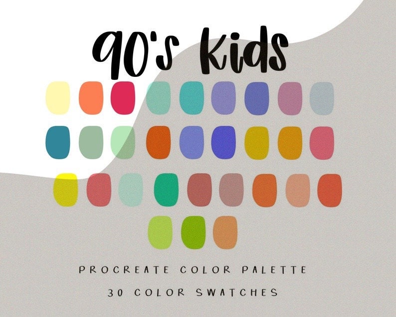 Paleta de colores Procreate 90s Kid – Muestras retro vibrantes, descarga instantánea