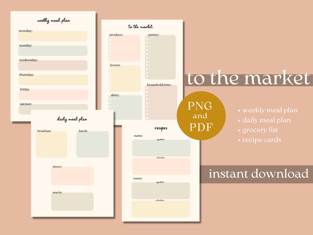 Meal List.pdf Meal Plan / Grocery List / Digital PDF - Etsy