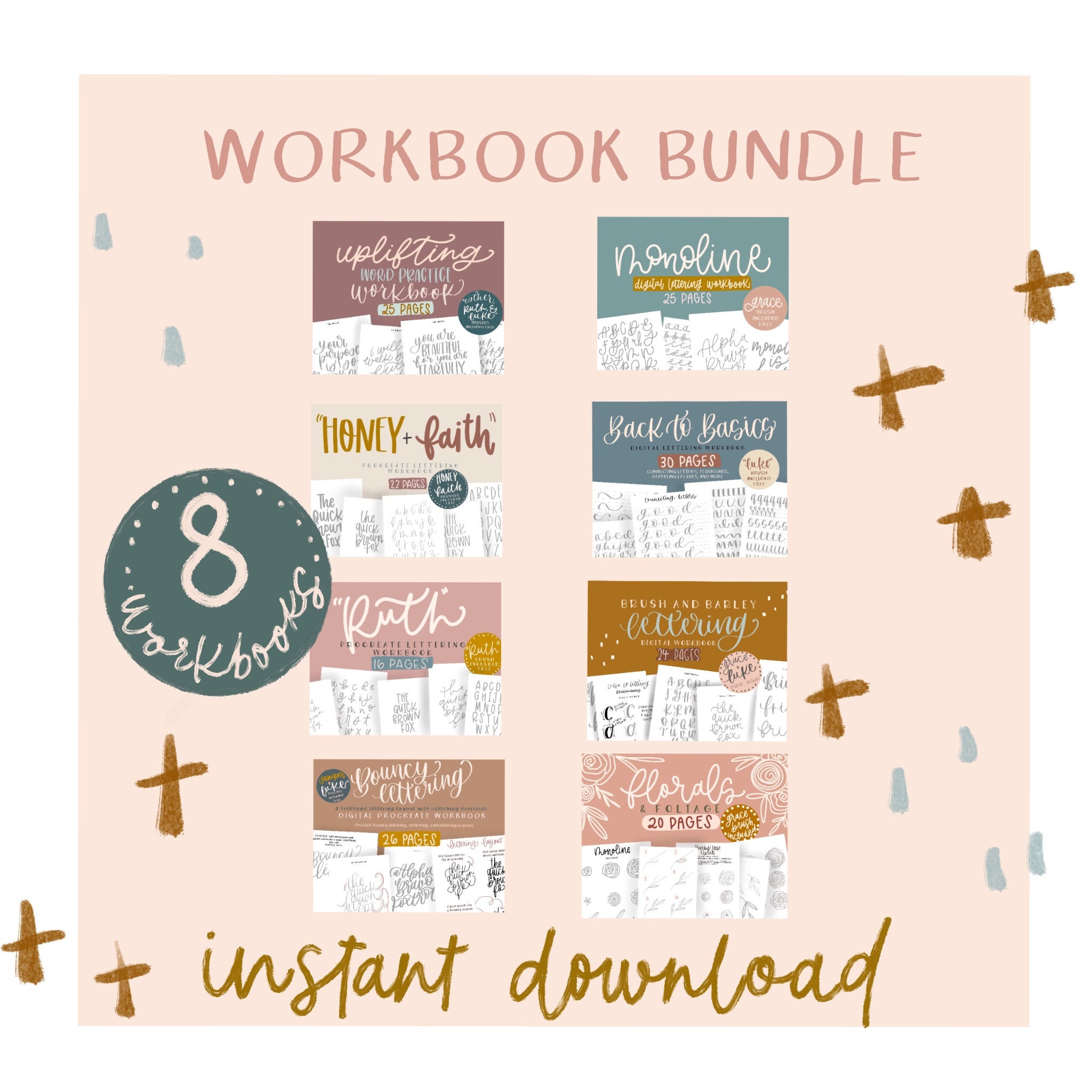 Pack de cuadernos de lettering para Procreate – Descarga instantánea para practicar caligrafía en iPad