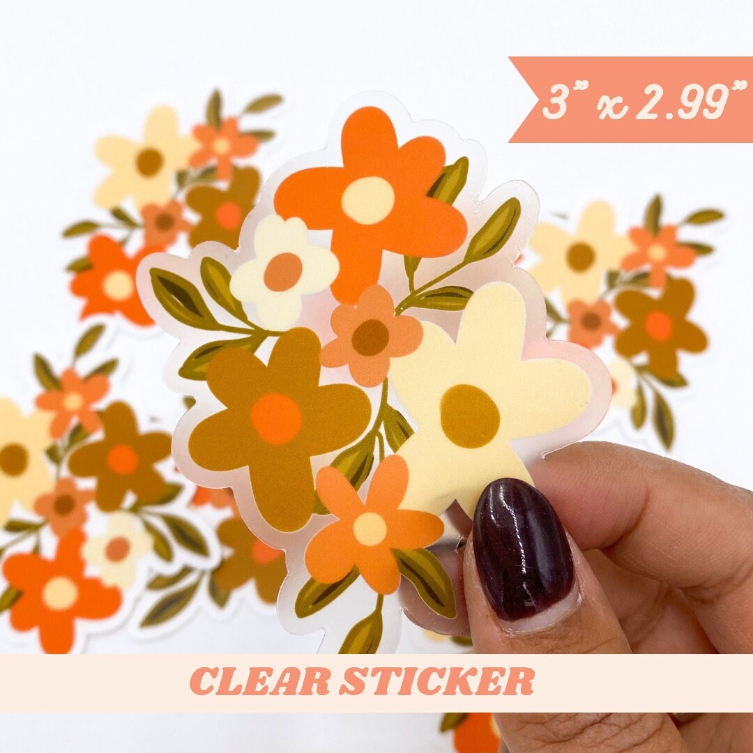 CLEAR Floral Vinyl Sticker/matte Weatherproof/decal Etsy