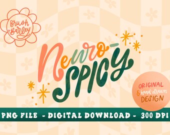 Neuro Spicy PNG, ADHD png, Rysowane ręcznie, projekt png, Sublimacja, Retro PNG, Projekt sublimacji, Pobieranie cyfrowe