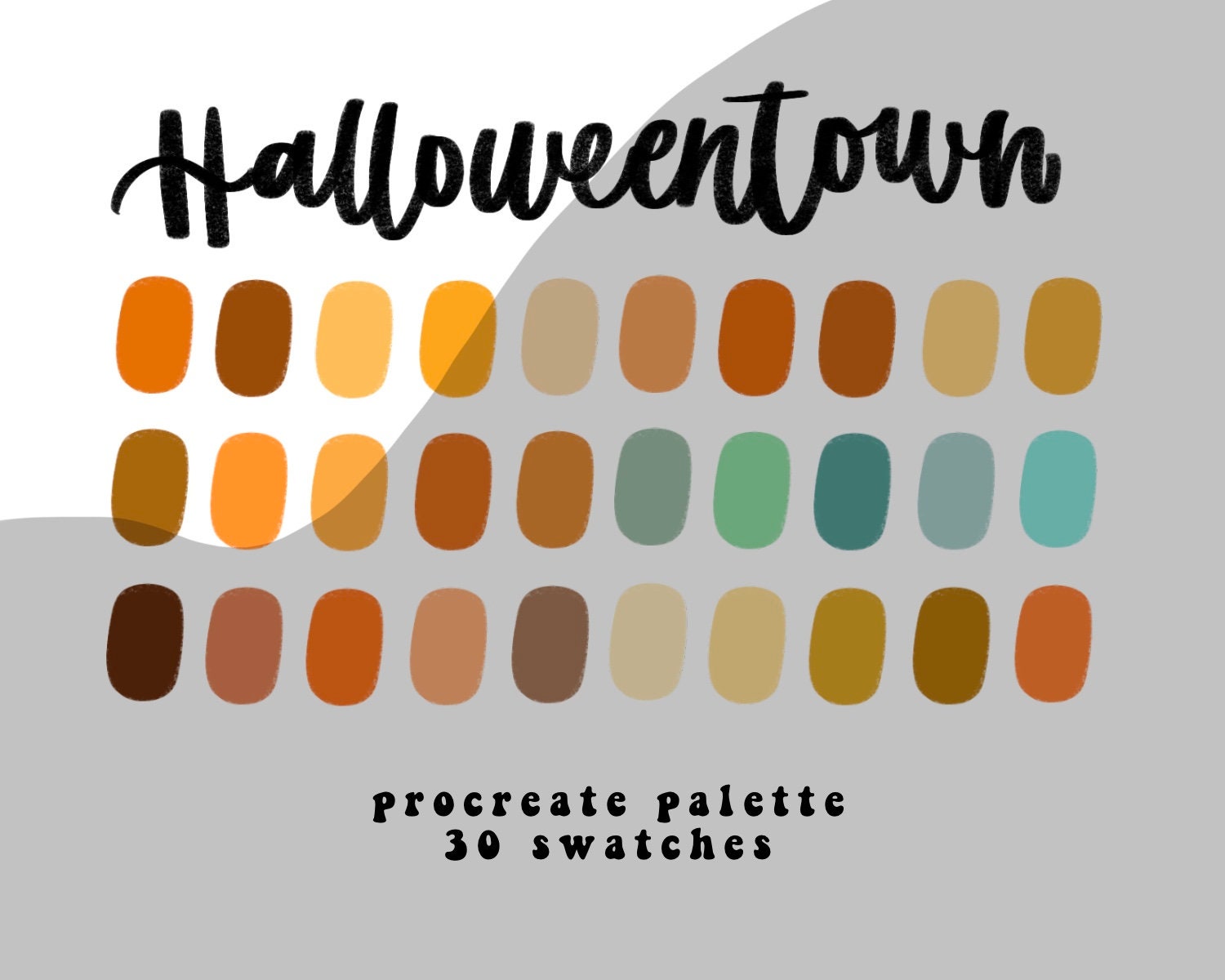 Halloweentown Procreate Color Palette – Spooky Autumn Swatches for iPad Art (Instant Download) - Image 1