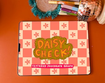 Daisy Checkered Procreate Brush / Procreate Brush / Daisy Checkered pattern / Checker procreate brush / retro / retro procreate brush