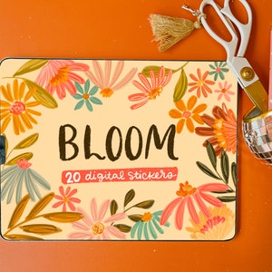 Bloom Digital Stickers, Digital Planner Stickers, Clipart, Goodnotes Stickers, PNG