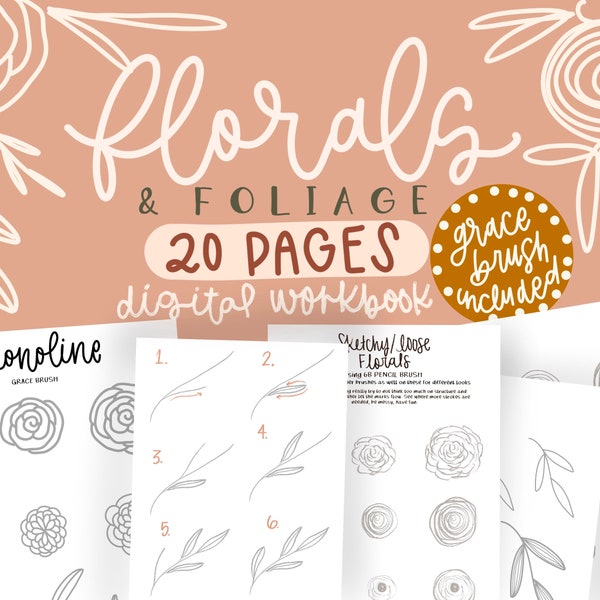 Floral Procreate Werkboek/Digitale download/Ipad belettering