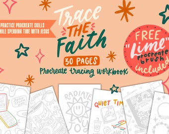 Trace the Faith Procreate Tracing Workbook / Procreate Brush / Lettering Workbook / Faith Inspired / Scripture