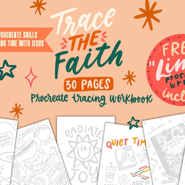 Trace the Faith Procreate Tracing Workbook / Procreate Brush / Lettering Workbook / Faith Inspired / Scripture