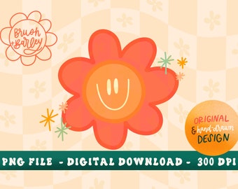 Gänseblümchen PNG, Gänseblümchen PNG, von Hand gezeichnet, png Design, Sublimation, Retro PNG, Sublimation Design, digitaler Download