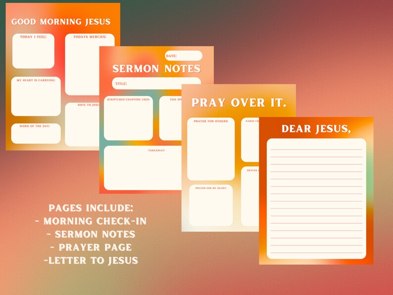 Sunday Service Notebook Sunday Digital Journal / Sermon Notes / Bible Study - Etsy