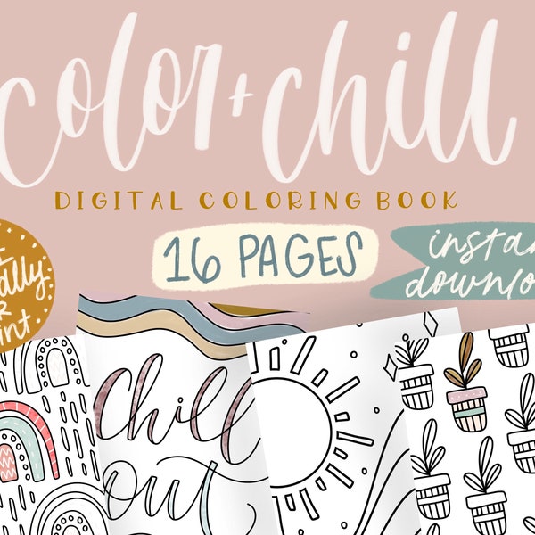 Color And Chill Coloring Book/Digital/Instant Download
