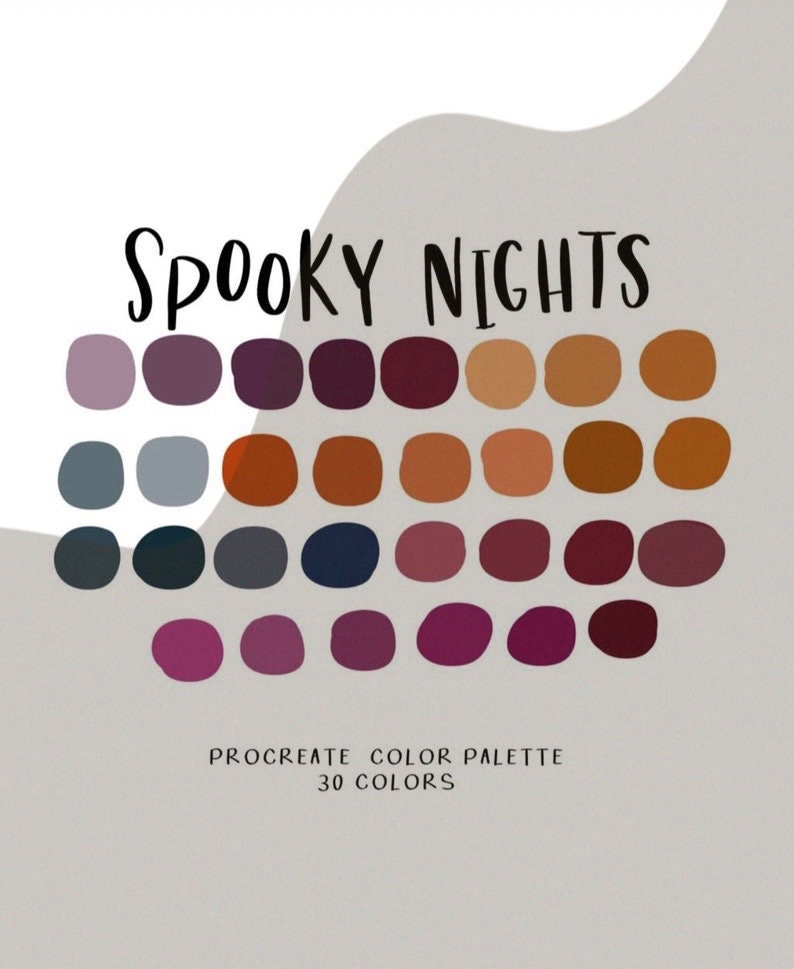 Spooky Night Procreate Color Palette – Halloween Color Swatches, Instant Download
