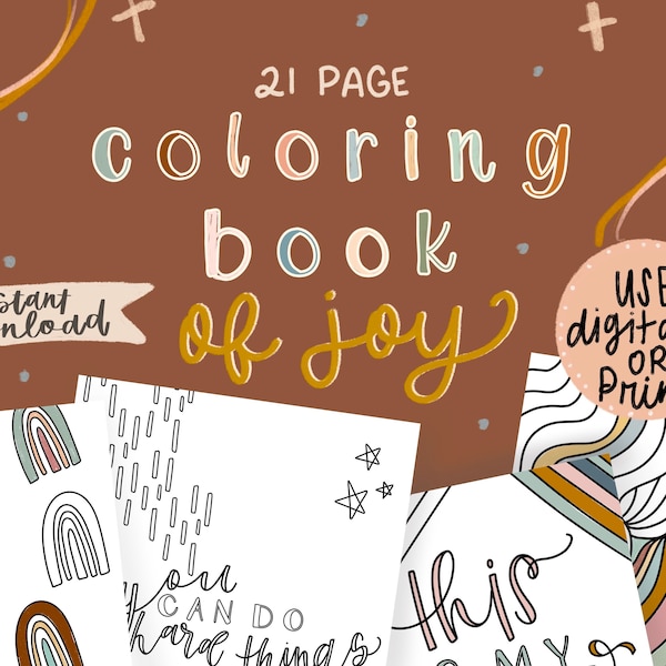 Joyful Coloring Book/Digital/Instant Download