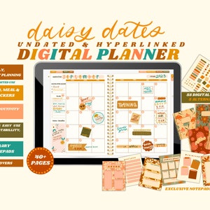 Daisy Dates Digital Planner / Undated Planner / Goodnotes Planner / Hyperlinked Planner / Digital Stickers / Earthy Tone Planner