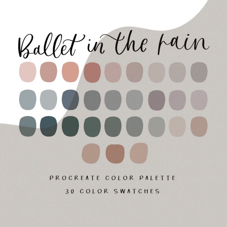 Ballet in the Rain Paleta para Procreate – Muestras de color seleccionadas, Descarga instantánea