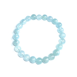 Aquamarine Bracelet  |  Genuine Aquamarine Bracelet | Gemstone Bead Bracelet  |  Aquamarine Stretch Bracelet|  Crystal Healing Bracelet
