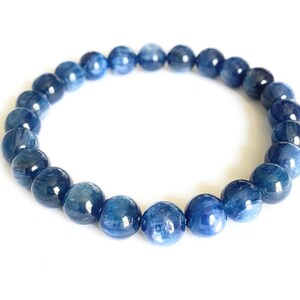 Blue Kyanite Bracelet   |   Gemstone Bead Stretch Bracelet |  Mens Bracelet |  Womens Bracelet  |  Beaded Bracelet   |  Free Shipping