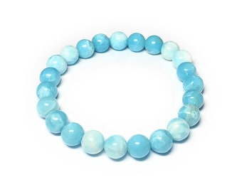 Larimar Quartz Bracelet  | Stretch Bracelet  |  Beaded Bracelet  |   Gemstone Bead Bracelet  |  Blue Bracelet | Stackable Bracelet