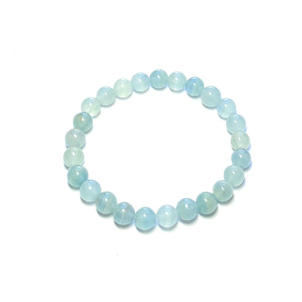 Bracelet en perles de calcite bleue | Bracelet extensible | Pierre semi-précieuse | Perles de guérison | Bracelet pour femme | Bracelet à empiler