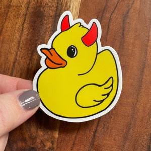 Devil Rubber Duck Sticker, White Matte Vinyl, Waterproof