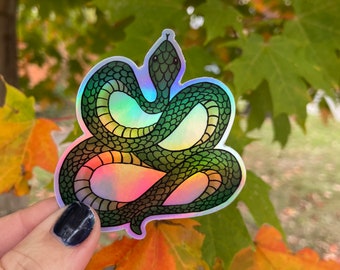 Holographic Snake Sticker: Waterproof Vinyl Serpent Decal