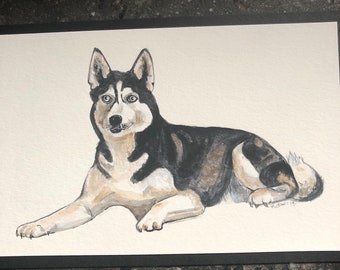 Husky painting, watercolor, original artwork, dog lover