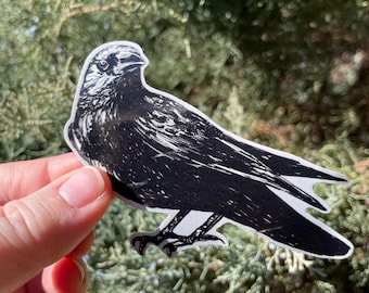 Crow vinyl sticker, glossy vinyl