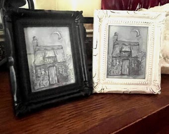 Cat Cottage print with Frame, 4 x 3.5 inches
