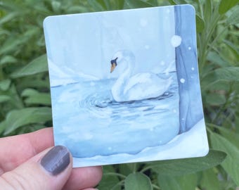 Swan Lake Vinyl Sticker, waterproof and dishwasher safe