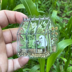 Greenhouse Ghost Sticker, clear vinyl sticker