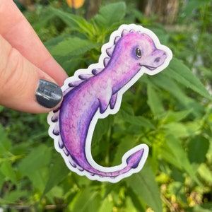 Purple Sea Dragon Vinyl Sticker: Whimsical Hand-Drawn Art