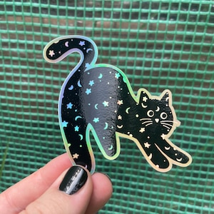 Celestial Cat, holographic vinyl waterproof sticker