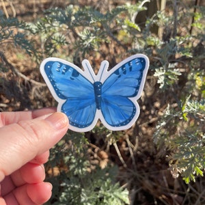 Blue Butterfly matte vinyl sticker, waterproof sticker