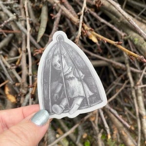 Spooky Doll Sticker: Waterproof Vinyl Decal