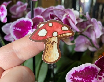 Mushroom Vinyl Sticker: Waterproof Mini Decal