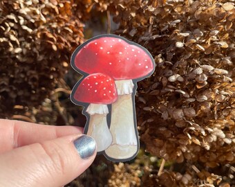Red Cap Mushroom Sticker: Waterproof Vinyl Nature Decal