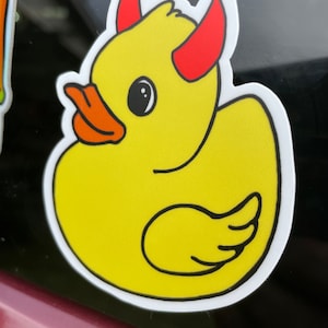 Evil Duck Sticker Devil Rubber Duck Sticker, White Matte Vinyl, Waterproof - Etsy