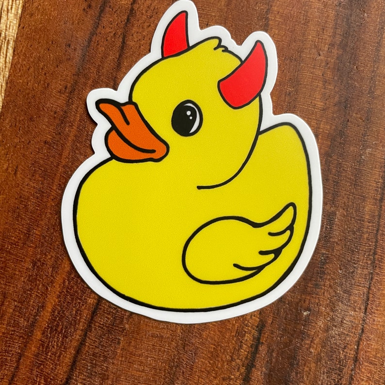Evil Duck Sticker Devil Rubber Duck Sticker, White Matte Vinyl, Waterproof - Etsy