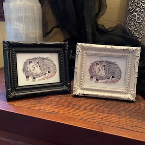 Opossum &quot;Mini&quot; Print with Frame, 4 x 3.5 inches, black or rustic white