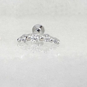 Curved Bar Stud: Silver Flat Back Helix, Conch, Climber Earring