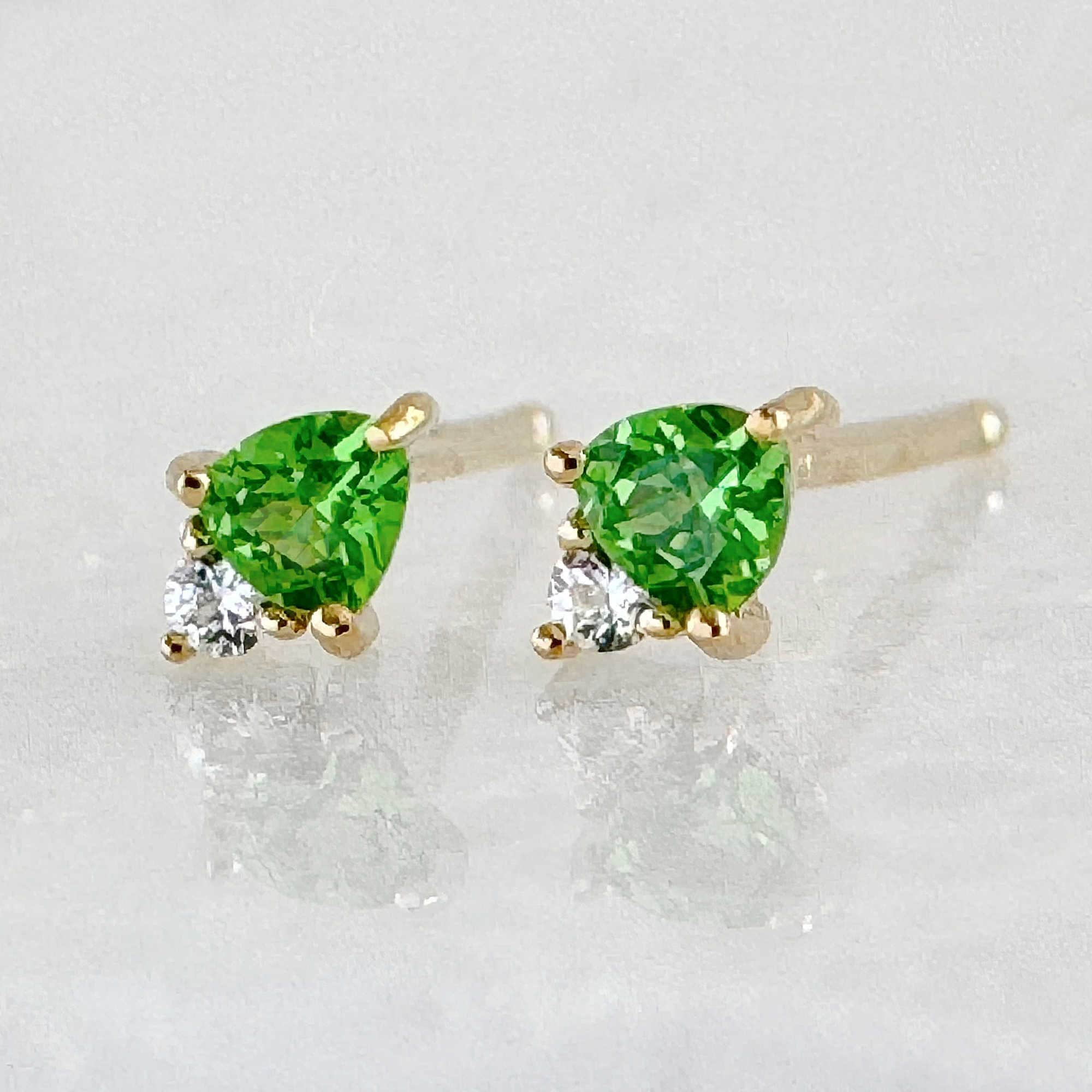 Green Tsavorite Earrings, 14k Gold Garnet & White Sapphire Push Back Studs,  Minimalist January Birthstone Jewelry Gifts for Women and Girls - Etsy