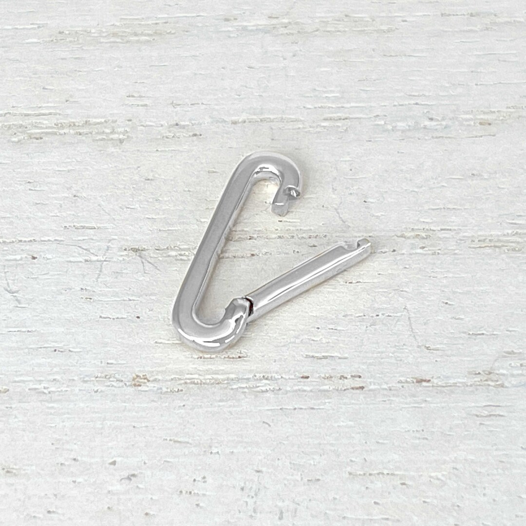 White Gold Charm Holder, Chain Extender in 14K Solid Gold, Oval