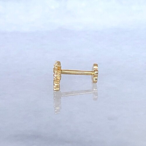 Flower Stud Earrings | 18g Earring Stud Gold shops Ear Climber | Helix Earring, Conch Stud | Single Gold Earring Flat Back Studs