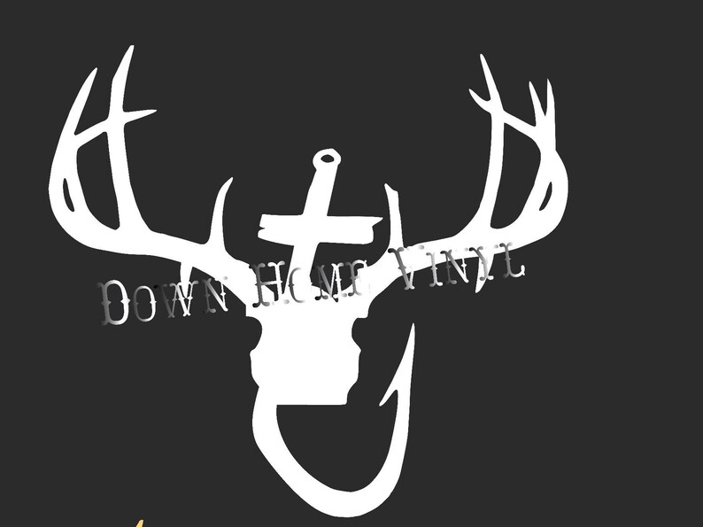 Buck Antlers Fishing Hook Cross decal Etsy