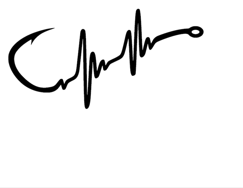Fish hook heartbeat decal love fishing Etsy